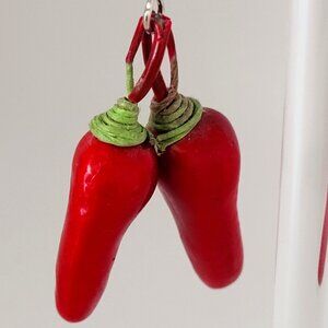 Vintage Red Chili Pepper Earrings 1 3/8"